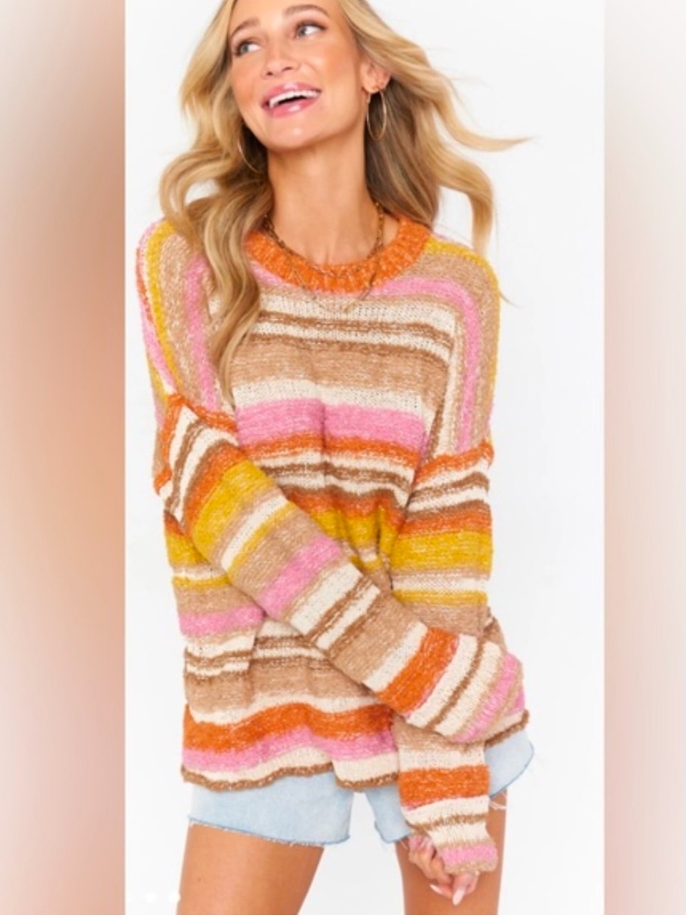 SHOW ME YOUR MUMU: Sue Striped Crewneck Sweater, NWT, L